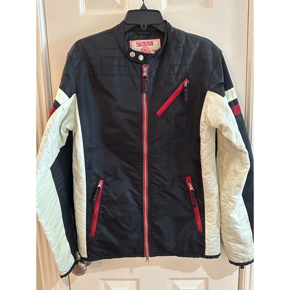 Guess Jeans Vintage Style Moto Racing Jacket Men's Size Medium